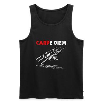 Karpfen angeln Karpfenangler Spruch Carpe Diem - Männer Premium Bio Tank Top - Schwarz - Vorne - AI Model Male 178 light (178cm)