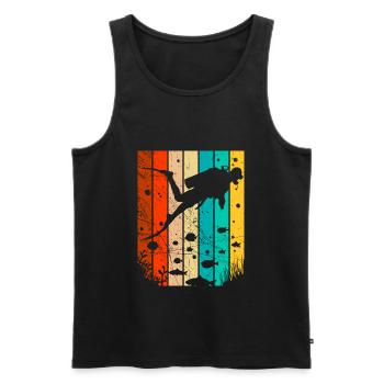 Retro diver coral marine life gift - Men's Premium Organic Tank Top - black - Front - Michal (187cm)