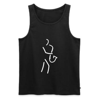 Saxophone Stick Figure Dessin Minimaliste - Débardeur bio Premium Homme - noir - Devant - AI Model Male 178 light (178cm)