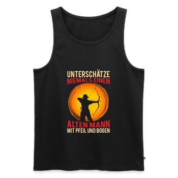 Alter Mann Bogen Bogenschütze Geburtstag Geschenk - Männer Premium Bio Tank Top - Schwarz - Vorne - Michal (187cm)