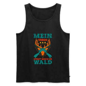 Jäger Jagd Spruch Mein Essen im Wald Rotwild - Männer Premium Bio Tank Top - Schwarz - Vorne - AI Model Male 178 light (178cm)