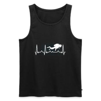 Diver Heart Line Heartbeat cadeau de plongeur - Débardeur bio Premium Homme - noir - Devant - Michal (187cm)