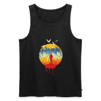 Forest Hiker Nordic Walking Retro Gift - Men's Premium Organic Tank Top - black - Front - Michal (187cm)