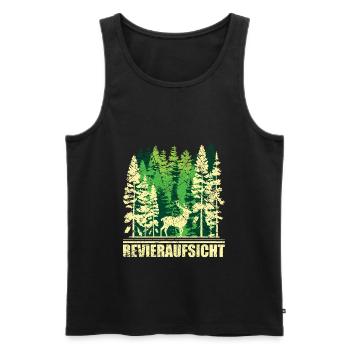Wald Natur Bäume Spruch Revieraufsicht Jagd Jäger - Männer Premium Bio Tank Top - Schwarz - Vorne - AI Model Male 178 light (178cm)