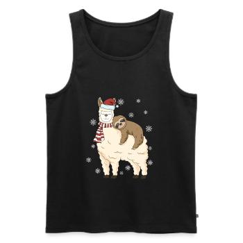 Alpaca Lama Gift with Sloth Winter Snow - Men's Premium Organic Tank Top - black - Front - Michal (187cm)