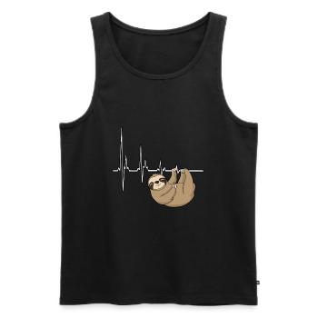 Faultier Herzschlag EKG Herz Puls Faulpelz Student - Männer Premium Bio Tank Top - Schwarz - Vorne - Michal (187cm)