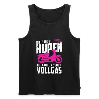 Mofa Moped Spruch bitte nicht hupen fahre Vollgas - Männer Premium Bio Tank Top - Schwarz - Vorne - AI Model Male 178 light (178cm)
