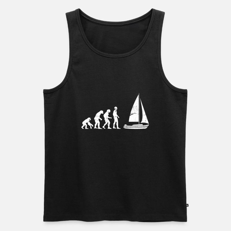 Segelboot Bootsfahrer Evolution Mensch Entwicklung - Männer Premium Bio Tank Top - Schwarz