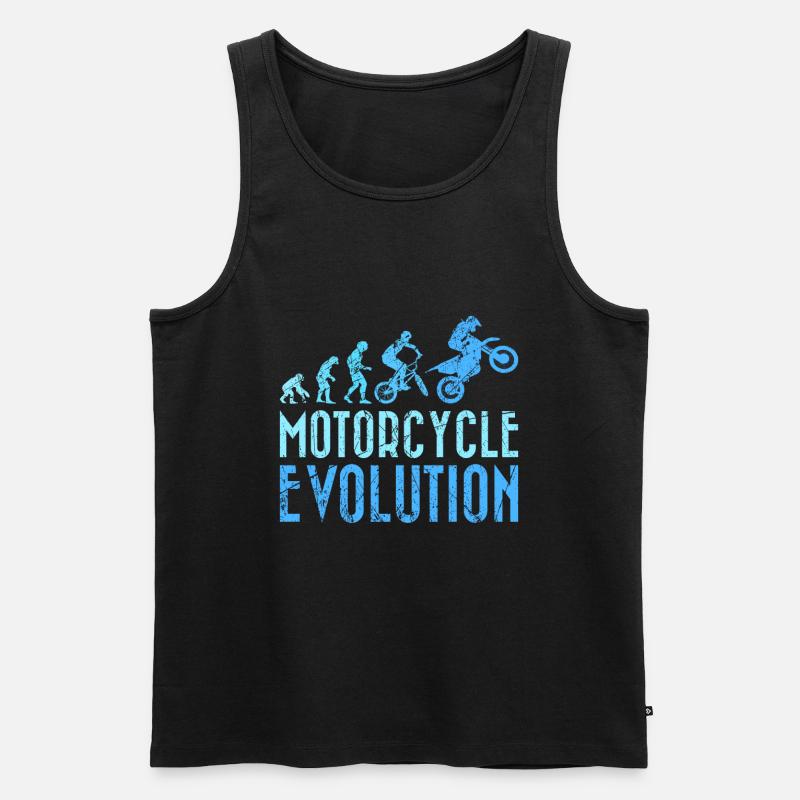 Motorradfahrer Evolution Mensch Entwicklung - Männer Premium Bio Tank Top - Schwarz