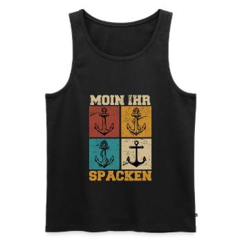 Vintage Boat Gift Sailor Saying Moin Spacken - Men's Premium Organic Tank Top - black - Front - Michal (187cm)