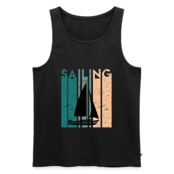 Retro Sailor Sailing Regatta Gift Sailboat - Men's Premium Organic Tank Top - black - Front - Michal (187cm)