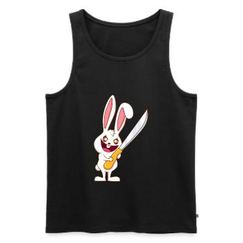 Lapin maléfique avec un couteau lapin de Pâques drôle - Débardeur bio Premium Homme - noir - Devant - Michal (187cm)