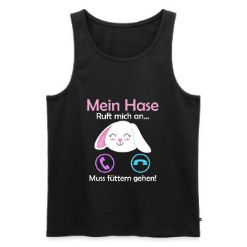 Hasen Geschenk Spruch Mein Hase ruft an - Männer Premium Bio Tank Top - Schwarz - Vorne - Michal (187cm)