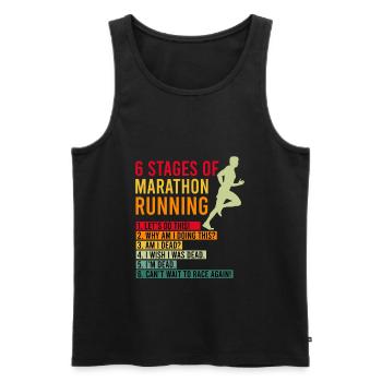 Marathon course cadeau 6 étapes demi-marathon - Débardeur bio Premium Homme - noir - Devant - AI Model Male 178 light (178cm)