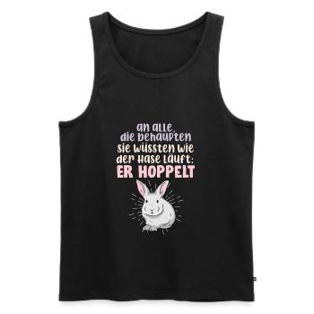 Lustiger Hasen Spruch der Hase hoppelt - Männer Premium Bio Tank Top - Schwarz - Vorne - Michal (187cm)