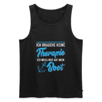 Bootsfahrer Spruch keine Therapie nur Boot - Männer Premium Bio Tank Top - Schwarz - Vorne - Michal (187cm)