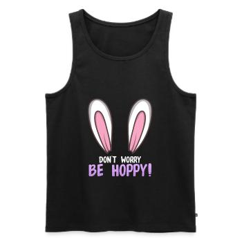 Don't worry be hoppy Hasen Spruch Kaninchen - Männer Premium Bio Tank Top - Schwarz - Vorne - Michal (187cm)