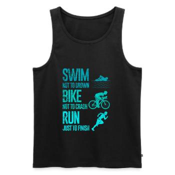 Triathlon cadeau natation cyclisme - Débardeur bio Premium Homme - noir - Devant - AI Model Male 178 light (178cm)