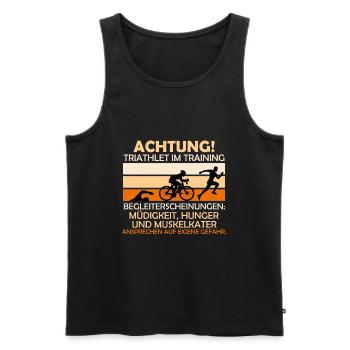 Lustiger Spruch für Triathleten Triathlon Geshcenk - Männer Premium Bio Tank Top - Schwarz - Vorne - Michal (187cm)