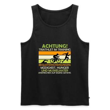 Triathlon Spruch Triathlet im Training Müdigkeit - Männer Premium Bio Tank Top - Schwarz - Vorne - Michal (187cm)