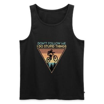 MTB Mountainbike Geschenk Vintage Biker Downhill - Männer Premium Bio Tank Top - Schwarz - Vorne - Michal (187cm)