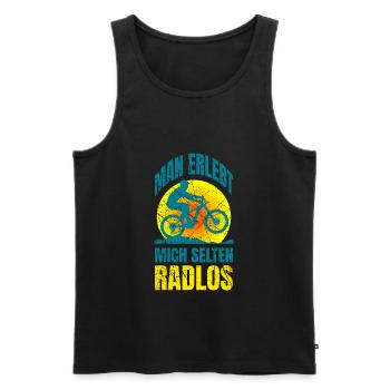 Fahrrad Spruch selten radlos Vintage Fahrradfahrer - Männer Premium Bio Tank Top - Schwarz - Vorne - Michal (187cm)
