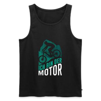 Mountainbike Spruch ich bin der Motor Fahrrad - Männer Premium Bio Tank Top - Schwarz - Vorne - Michal (187cm)
