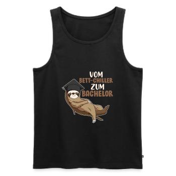 Bachelor Abschluss Geschenk Faultier Bett-Chiller - Männer Premium Bio Tank Top - Schwarz - Vorne - Michal (187cm)