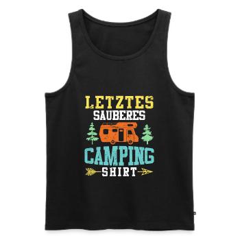 Letztes sauberes Campingshirt Camper Geschenk - Männer Premium Bio Tank Top - Schwarz - Vorne - AI Model Male 178 light (178cm)