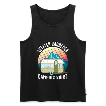 Letztes sauberes Campingshirt Wohnwagen Camper - Männer Premium Bio Tank Top - Schwarz - Vorne - AI Model Male 178 light (178cm)