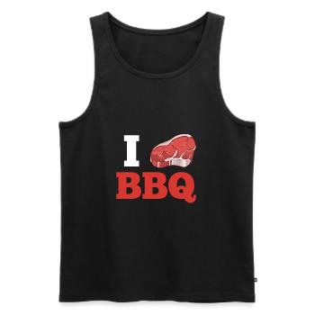 Viande amour grillades coeur amant hommes - Débardeur bio Premium Homme - noir - Devant - Michal (187cm)