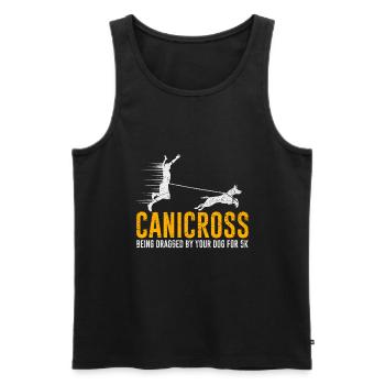 Canicross being dragged by your Dog for 5k Zughund - Débardeur bio Premium Homme - noir - Devant - Michal (187cm)