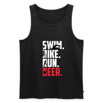 Swim Bike Run Beer Triathlete Gift Triathlon - Débardeur bio Premium Homme - noir - Devant - AI Model Male 178 light (178cm)