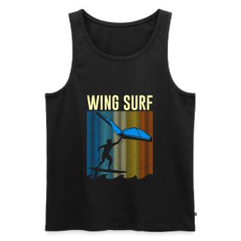 Wing Surf Gift Wing Foiler Retro Vintage - Men's Premium Organic Tank Top - black - Front - Michal (187cm)