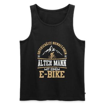 Alter Mann E-Bike Geschenk Berge Fahrrad - Männer Premium Bio Tank Top - Schwarz - Vorne - AI Model Male 178 light (178cm)