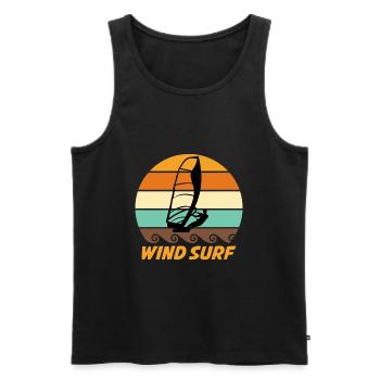 Cooler Windsurfer im Retro Look Surfer Geschenk - Männer Premium Bio Tank Top - Schwarz - Vorne - AI Model Male 178 light (178cm)