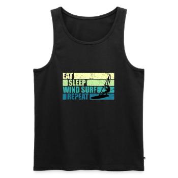 Vintage Windsurfer Geschenk Eat Sleep Windsurf - Männer Premium Bio Tank Top - Schwarz - Vorne - AI Model Male 178 light (178cm)