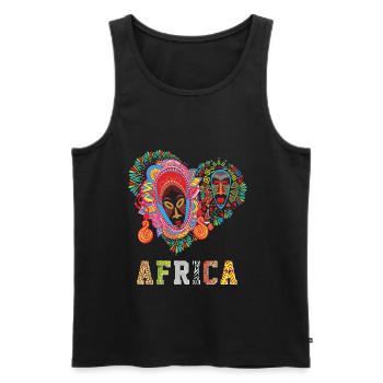 Motif Afrique - joie de vivre - Débardeur bio Premium Homme - noir - Devant - AI Model Male 178 light (178cm)