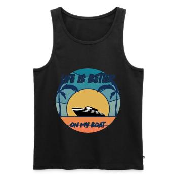 Boat Captain Gift Ship Boat Owner Captain - Men's Premium Organic Tank Top - black - Front - AI Model Male 178 light (178cm)