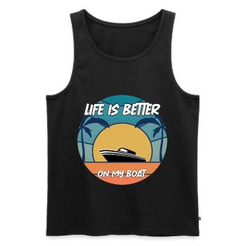 Boat Captain Gift Ship Boat Owner Captain - Men's Premium Organic Tank Top - black - Front - AI Model Male 178 light (178cm)