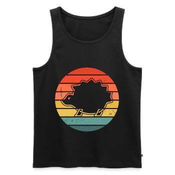 Hedgie Retro Sunset Hedgehog - Men's Premium Organic Tank Top - black - Front - AI Model Male 178 light (178cm)