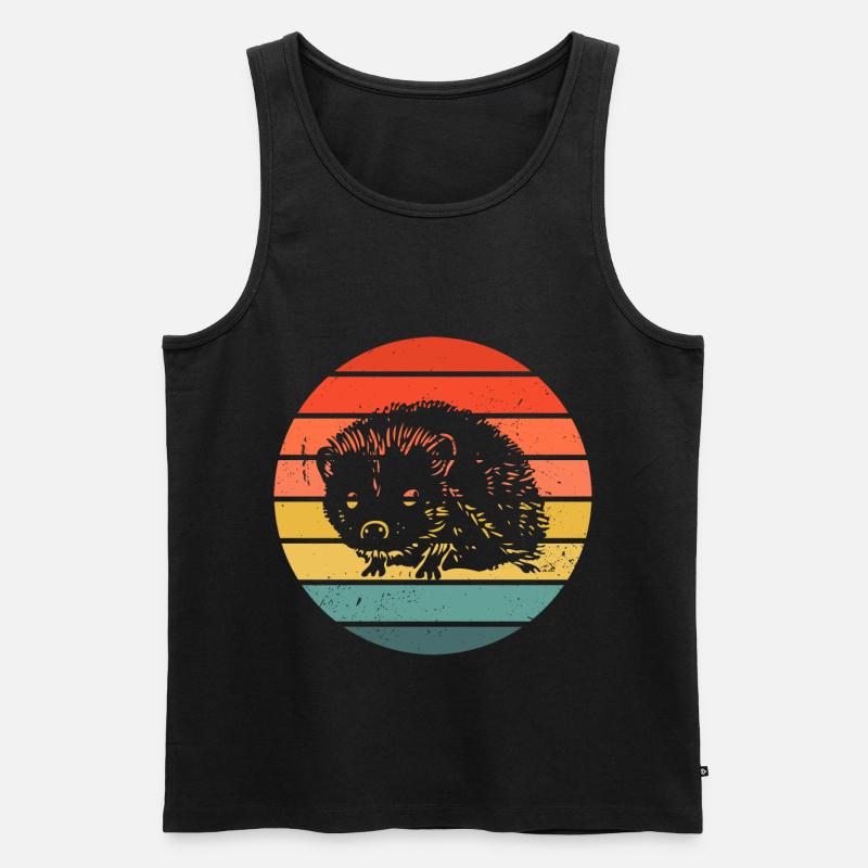 Hedgie Retro Sunset Hérisson - Débardeur bio Premium Homme - noir