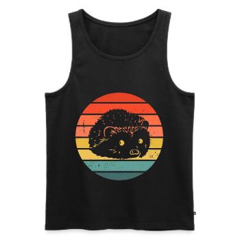 Hedgie Retro Sunset Hedgehog - Men's Premium Organic Tank Top - black - Front - AI Model Male 178 light (178cm)
