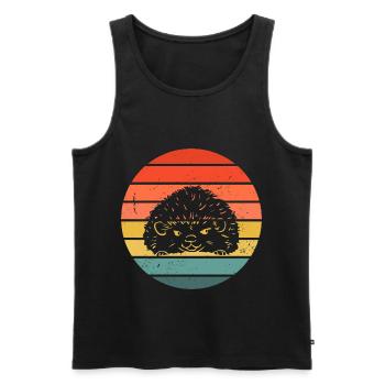 Hedgie Retro Sunset Hedgehog - Men's Premium Organic Tank Top - black - Front - AI Model Male 178 light (178cm)