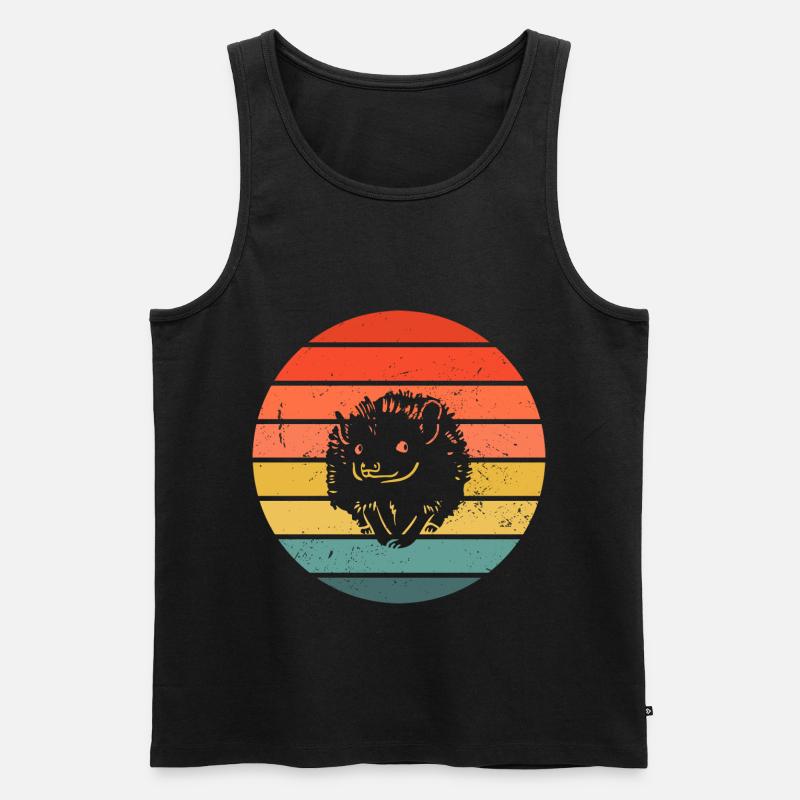 Hedgie Retro Sunset Hedgehog - Männer Premium Bio Tank Top - Schwarz