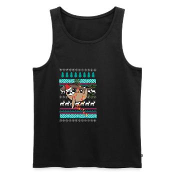 cadeau de noël pull paresseux - Débardeur bio Premium Homme - noir - Devant - Michal (187cm)