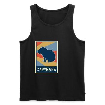 Capybara - Männer Premium Bio Tank Top - Schwarz - Vorne - AI Model Male 178 light (178cm)