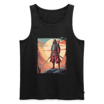 Samurai - Krieger mit Schwert auf Berg - Männer Premium Bio Tank Top - Schwarz - Vorne - AI Model Male 178 light (178cm)