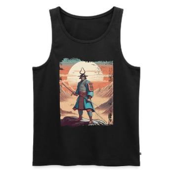 Japanischer Samurai mit Schwert auf Berg - Männer Premium Bio Tank Top - Schwarz - Vorne - AI Model Male 178 light (178cm)