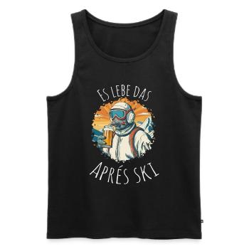 Hüttengaudi - Long live après-ski - Men's Premium Organic Tank Top - black - Front - AI Model Male 178 light (178cm)